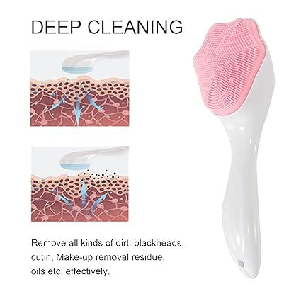 "Portable Manual Handheld Massager & Facial Cleansing Brush with Soft Bristles for Deep Cleansing, Blackhead Removal, and Skincare (Random Color)"