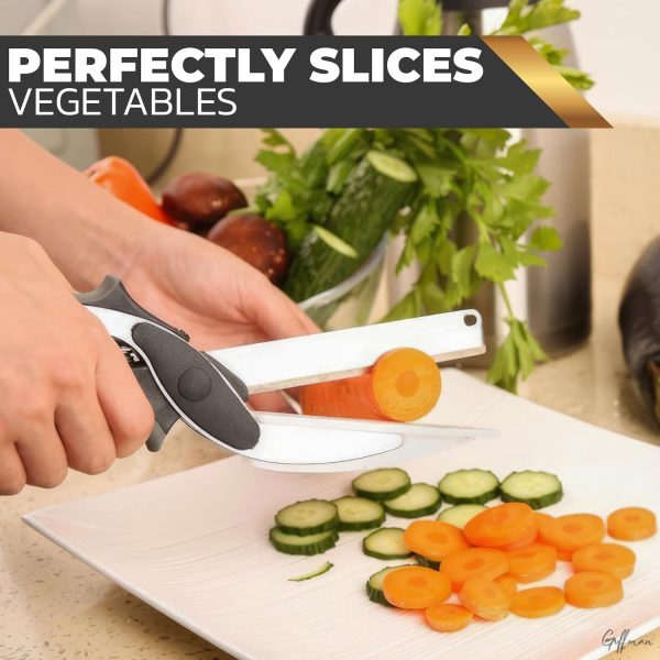 2 In 1 Clever Cutter Kitchen Scissors Quick Vegetable Cutter Fruit Chopper