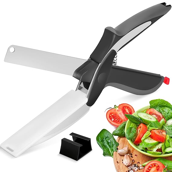 2 In 1 Clever Cutter Kitchen Scissors Quick Vegetable Cutter Fruit Chopper