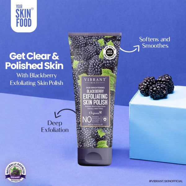 Vibrant Beauty Blackberry Brightening Exfoliating Skin Polish – 200ml | Radiant Glow & Gentle Exfoliation